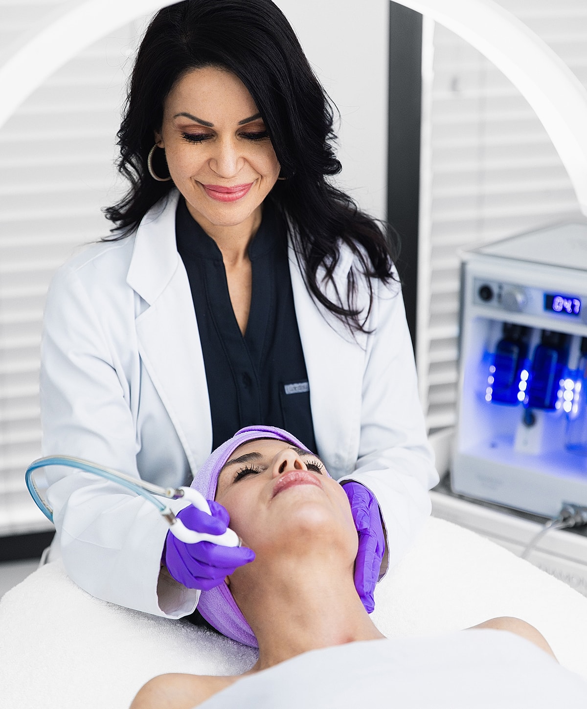 Facial treatment in a professional beauty clinic.