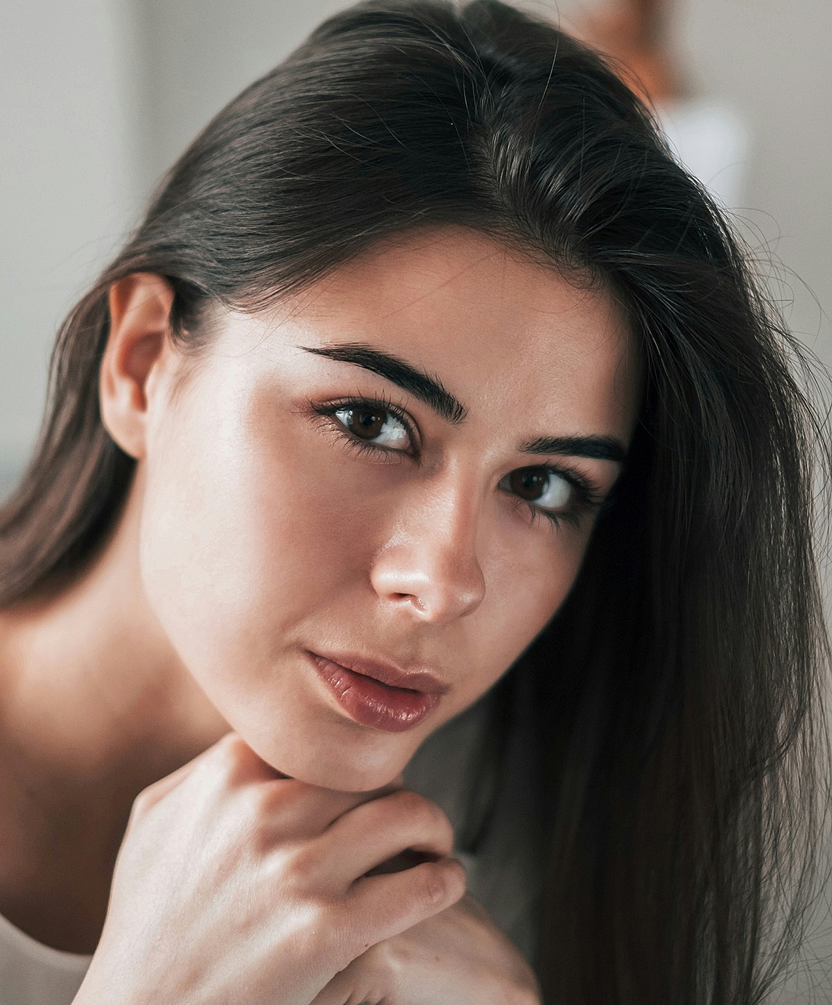 Close-up of a young woman's face.