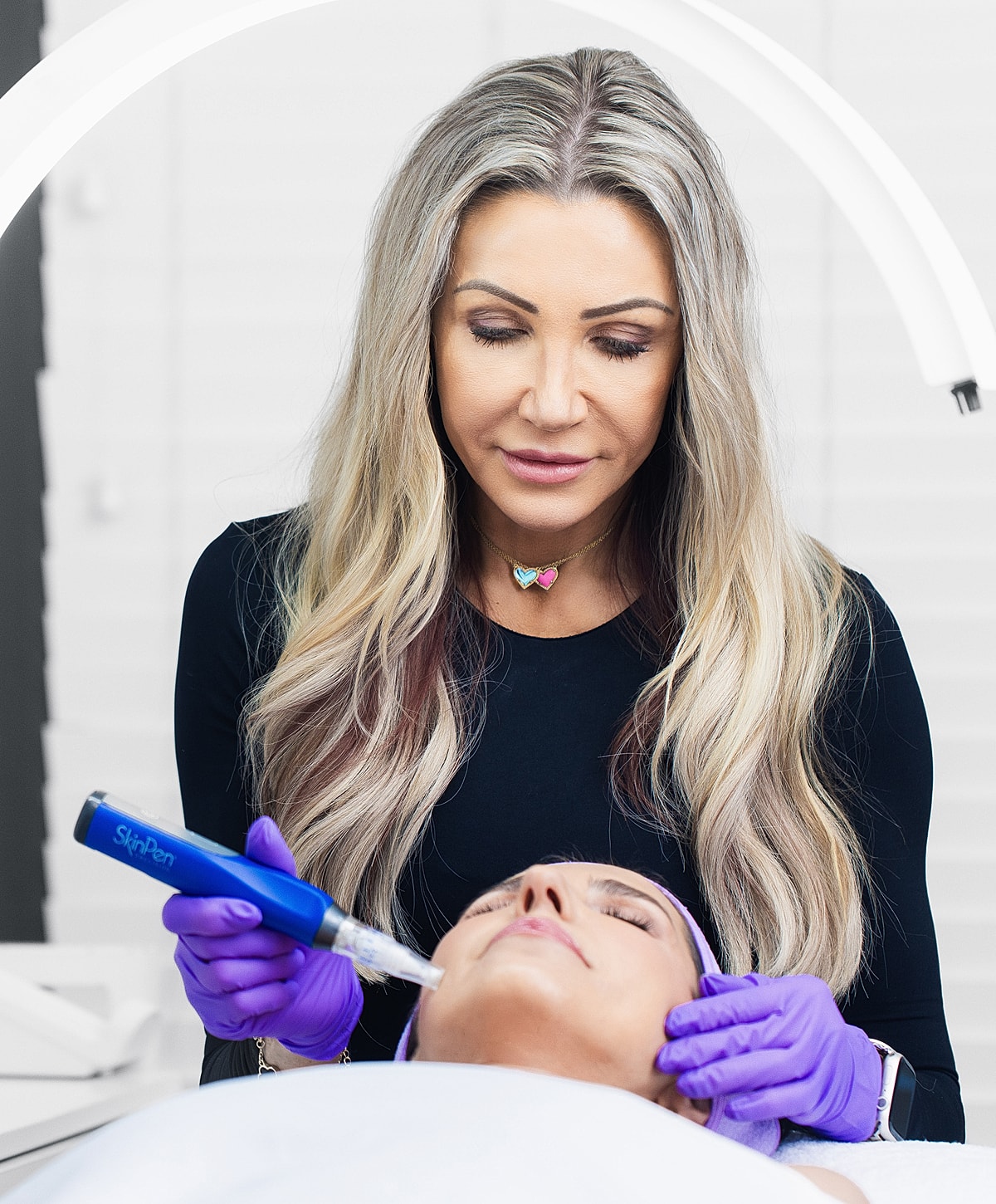 Skin treatment procedure with SkinPen device.
