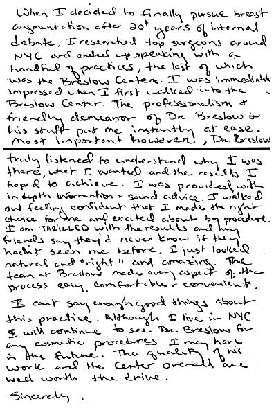 Plastic Surgery Testimonials