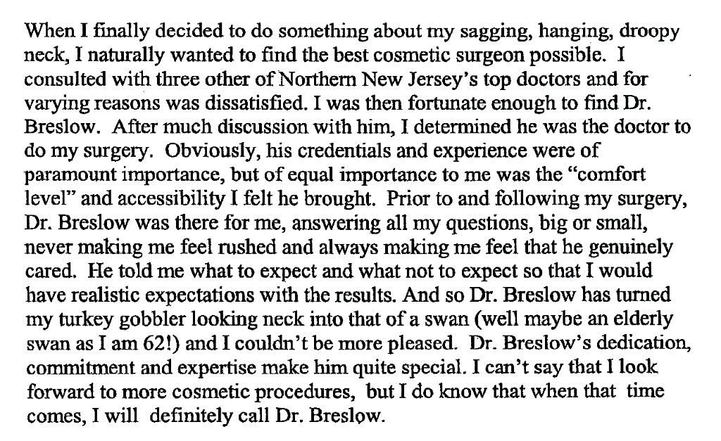 Plastic Surgery Testimonials