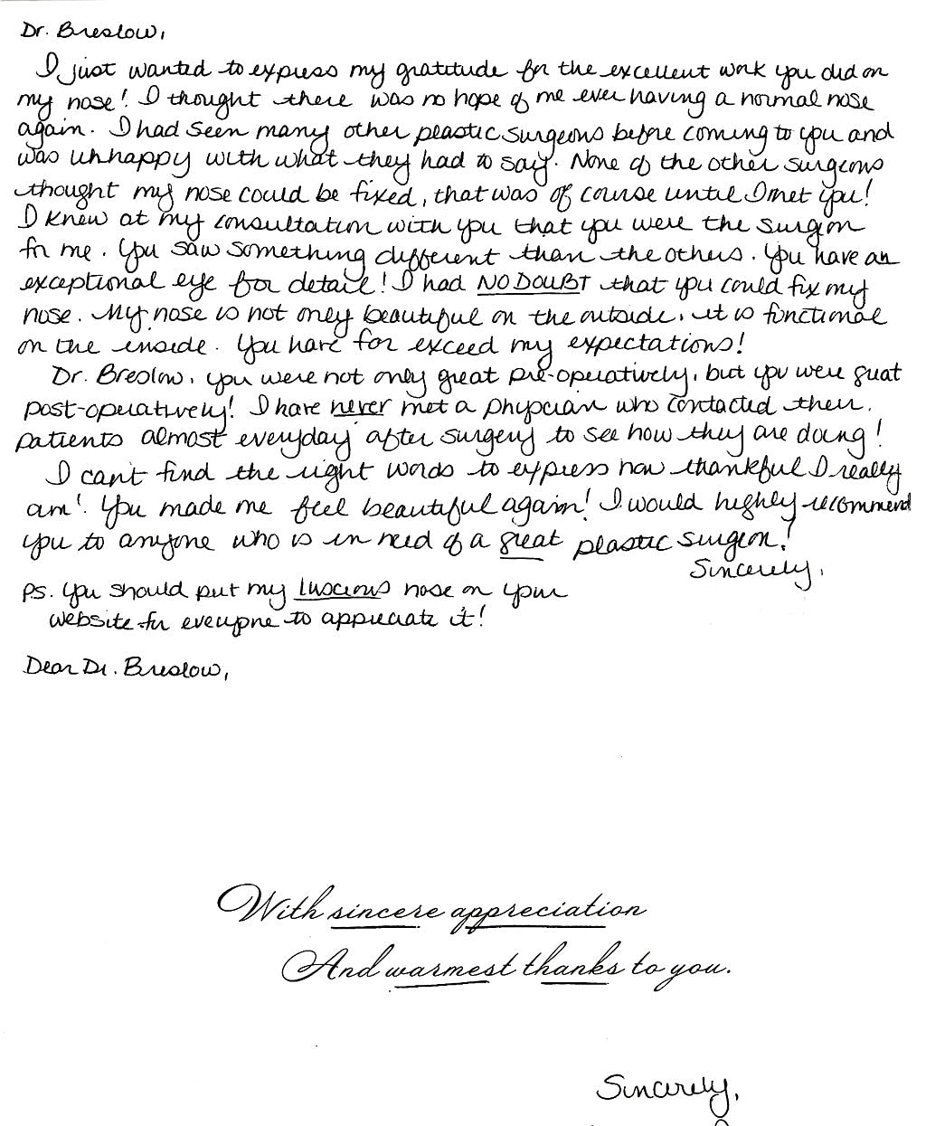 Plastic Surgery Testimonials