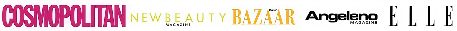 Logos of popular fashion and beauty magazines.
