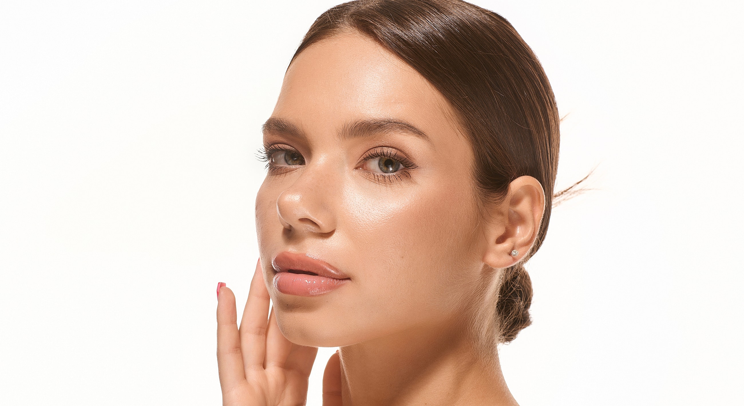 Close-up of a woman's face with natural beauty.
