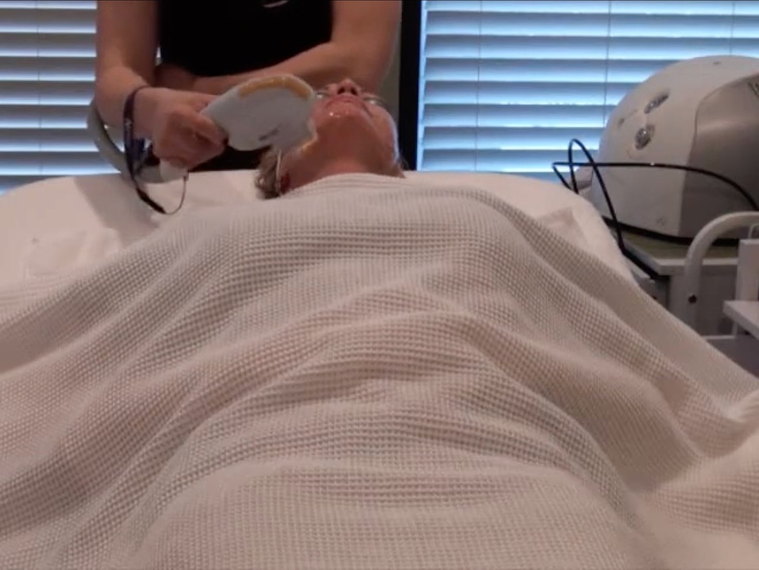 Facial treatment in a spa setting.